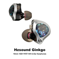 Hzsound Ginkgo 10mm 1DD+1PZT Hifi In-Ear Earphones IEM with 3 Switchable Tuning Nozzles and Detachable Cable