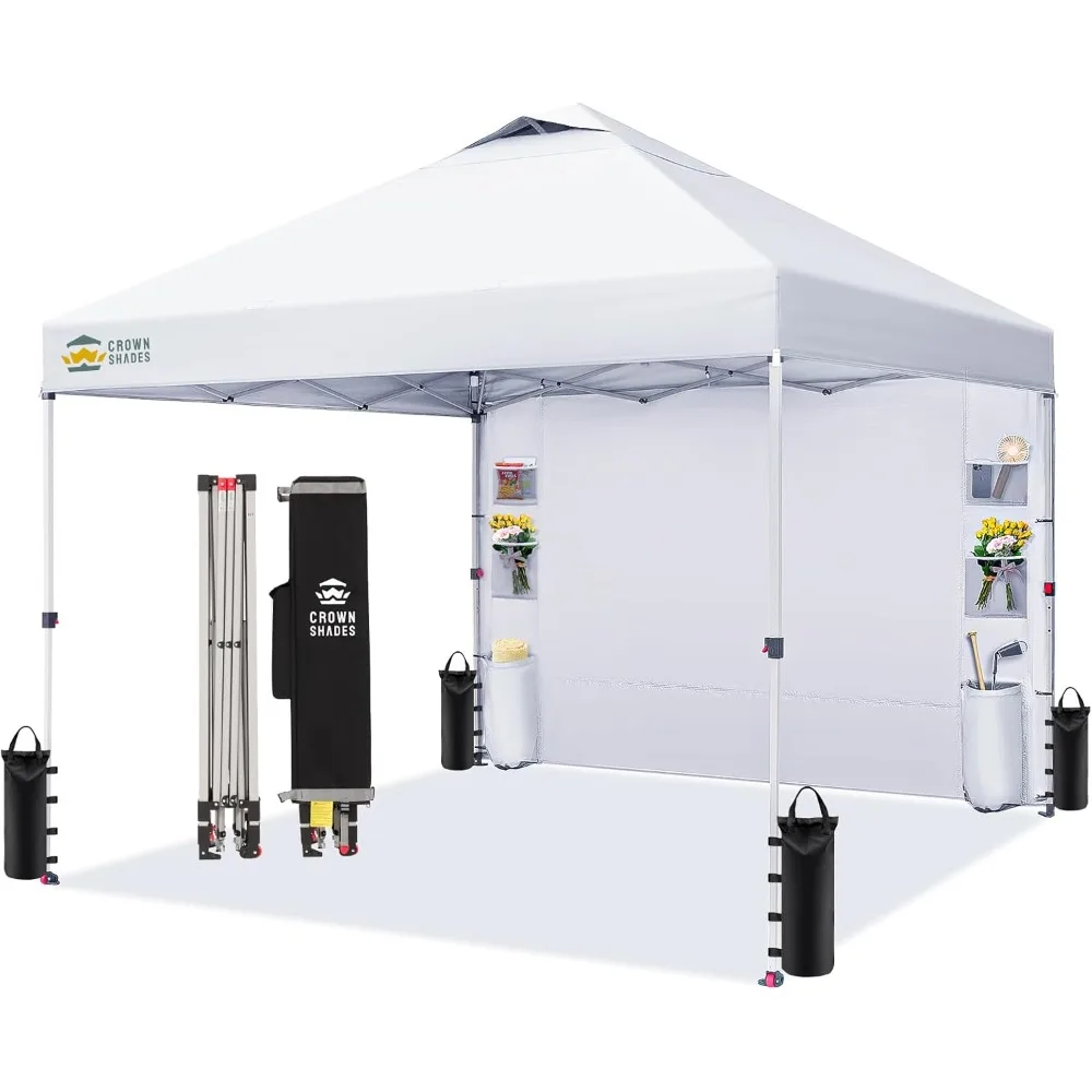 

10x10 Pop-Up Canopy Tent with Pockets and Sidewalls for Outdoor Shade, Easy One-Person Setup
