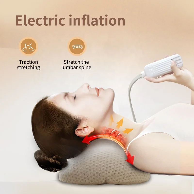 

Custom Cervical Traction Pillow Neck Support Electric Heated Neck Massage Pillow for Neck Pain Relief