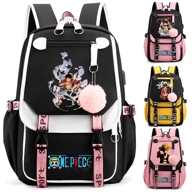 One Piece Backpack Cartoon Women Leisure Laptop Rucksack Girl Boy School Bag Teen Back To School D.luffy Usb Mochila Best Gift