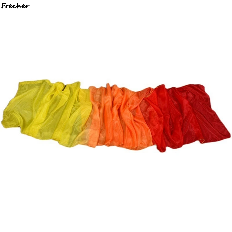 Gradient Color Performance Practice Fans Modern Dancing Scarf Veil Stage Dance Silk Ribbons Wedding Party Show Prop Shawl Scarf