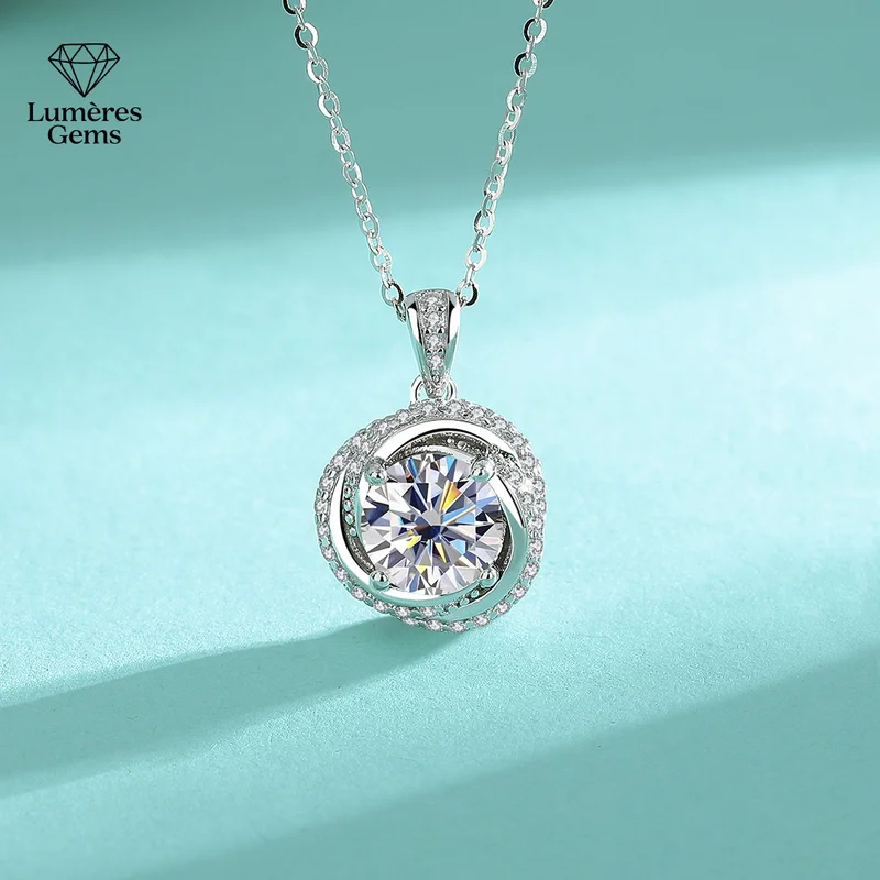 Lumière Gems Platinum PT950 Morganite Necklace Pendant - Classic, Fine Craftsmanship, Rotating, Fashionable, Simple Design