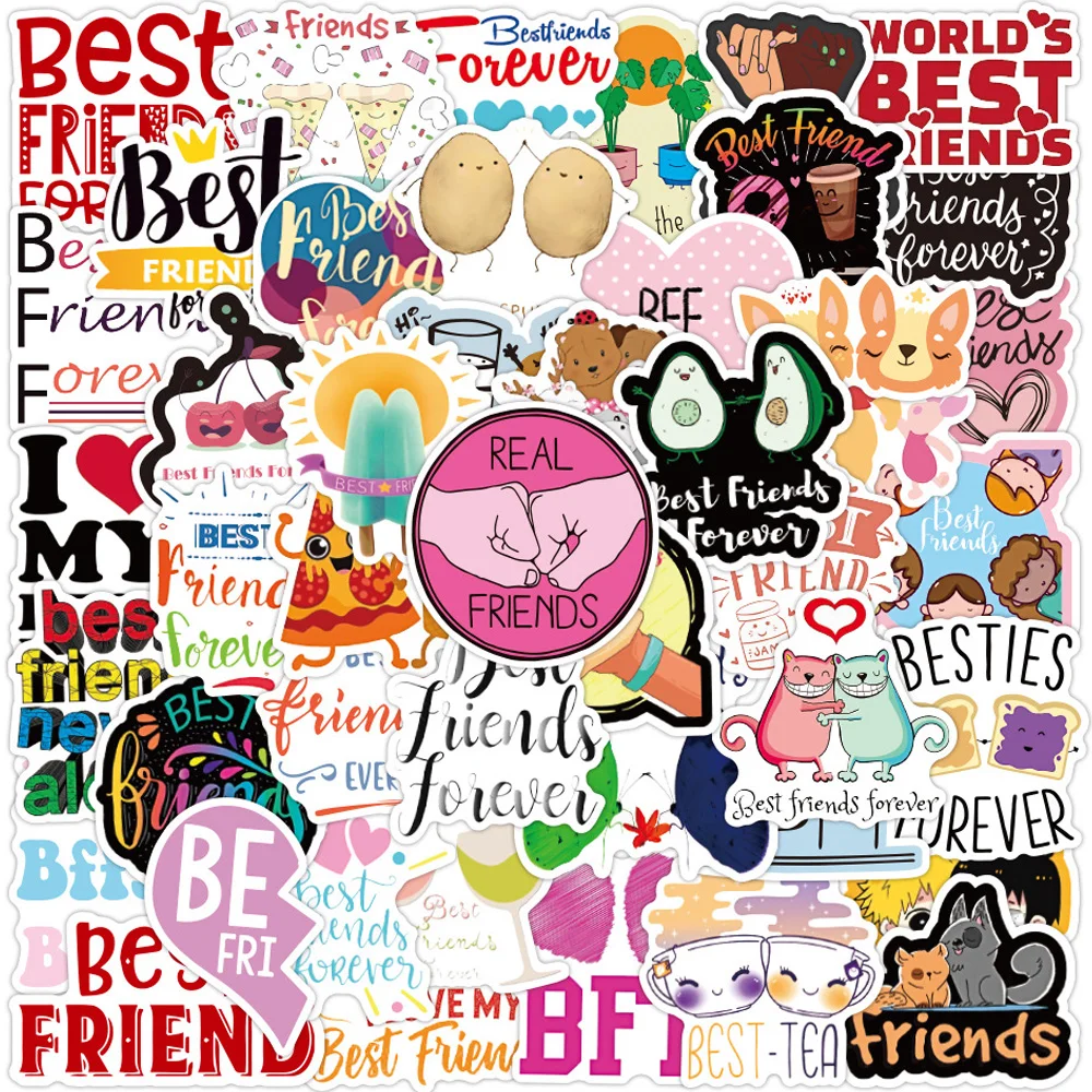 

10/30/50pcs Best Friend Friendship Cartoon Stickers DIY Luggage Guitar Laptop Classic Toys PVC Graffiti Decals Sticker for Kids