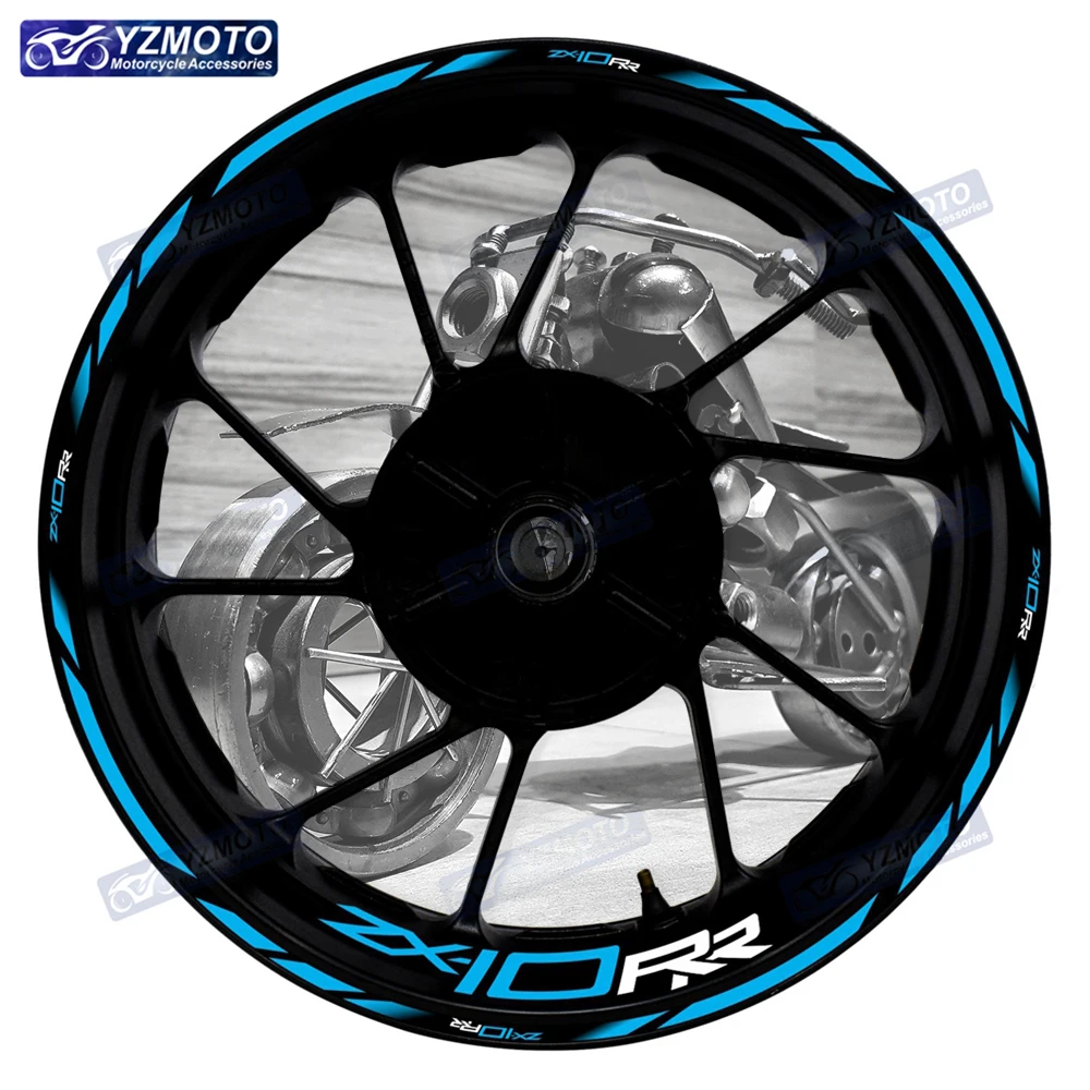 

Для мотоцикла ZX-10RR ZX10RR 17-дюймовая наклейка на переднюю и заднюю ступицу колеса, водостойкая цветная строчка, светоотражающая наклейка, наклейки на обод