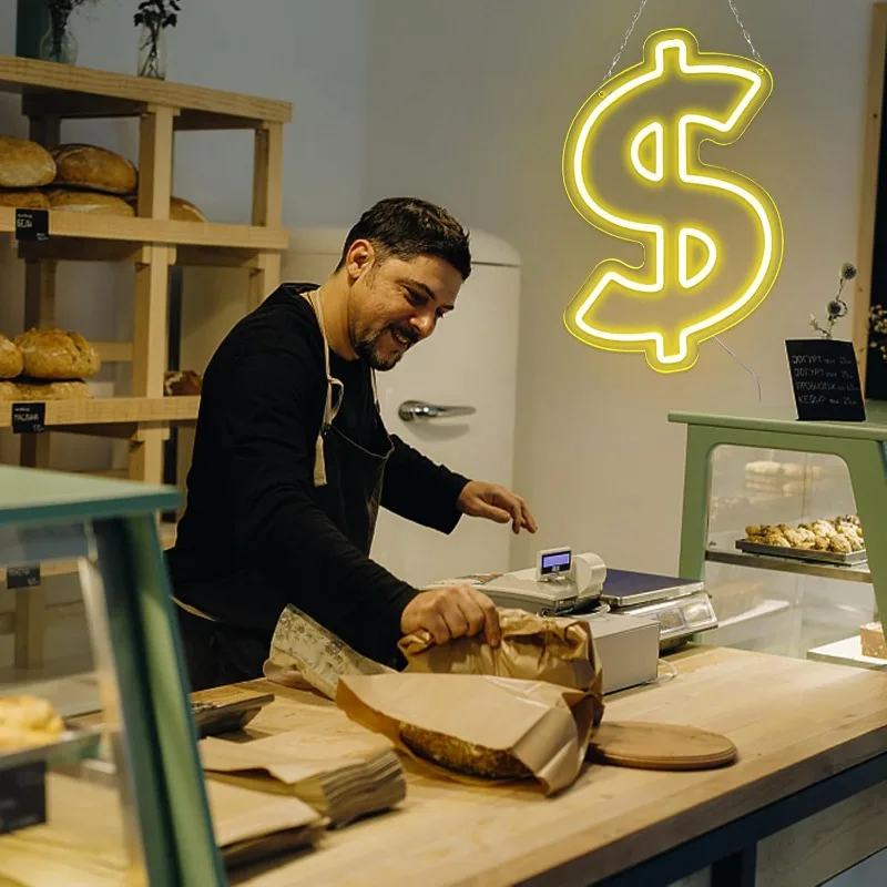 الدولار النيون لتزيين الحائط المال USB بالطاقة أضواء النيون لغرفة النوم Led علامات الأعمال للرجل الكهف بار حانة مطعم #6