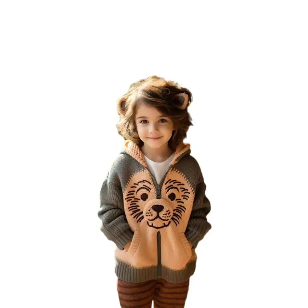 2024 Sweaters for Children Kids Hoodies Lovely Cartoon Animal Knit Cardigan Baby Girls Boys Autumn Winter Knitwear Infant Outfit