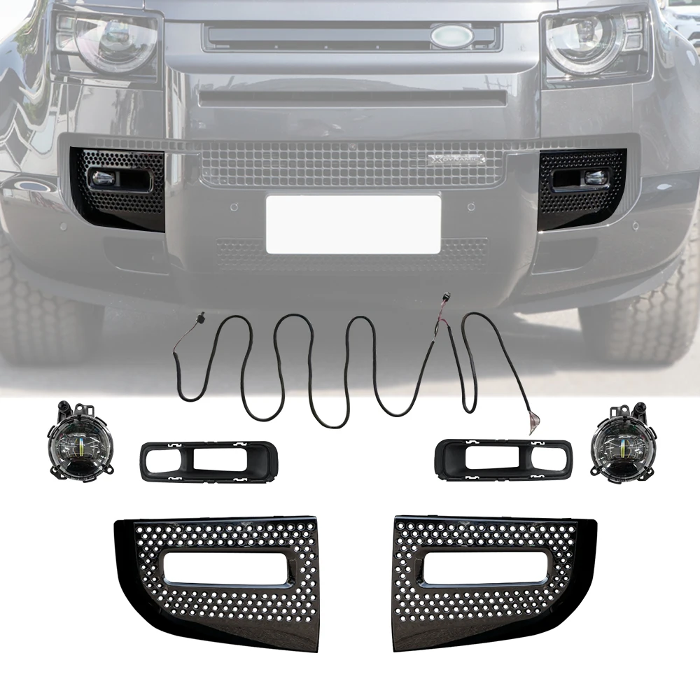 

1 Set Car LED Fog Lights Kit For Land Rover Defender 2020 2021 2022 Daytime Running Light Fog Lamp Cover With Harness