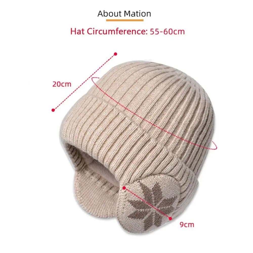 Fashion Soft Plush Knitted Hat Thickened Windproof Ski Beanie Hat Plain Hats Winter image 5