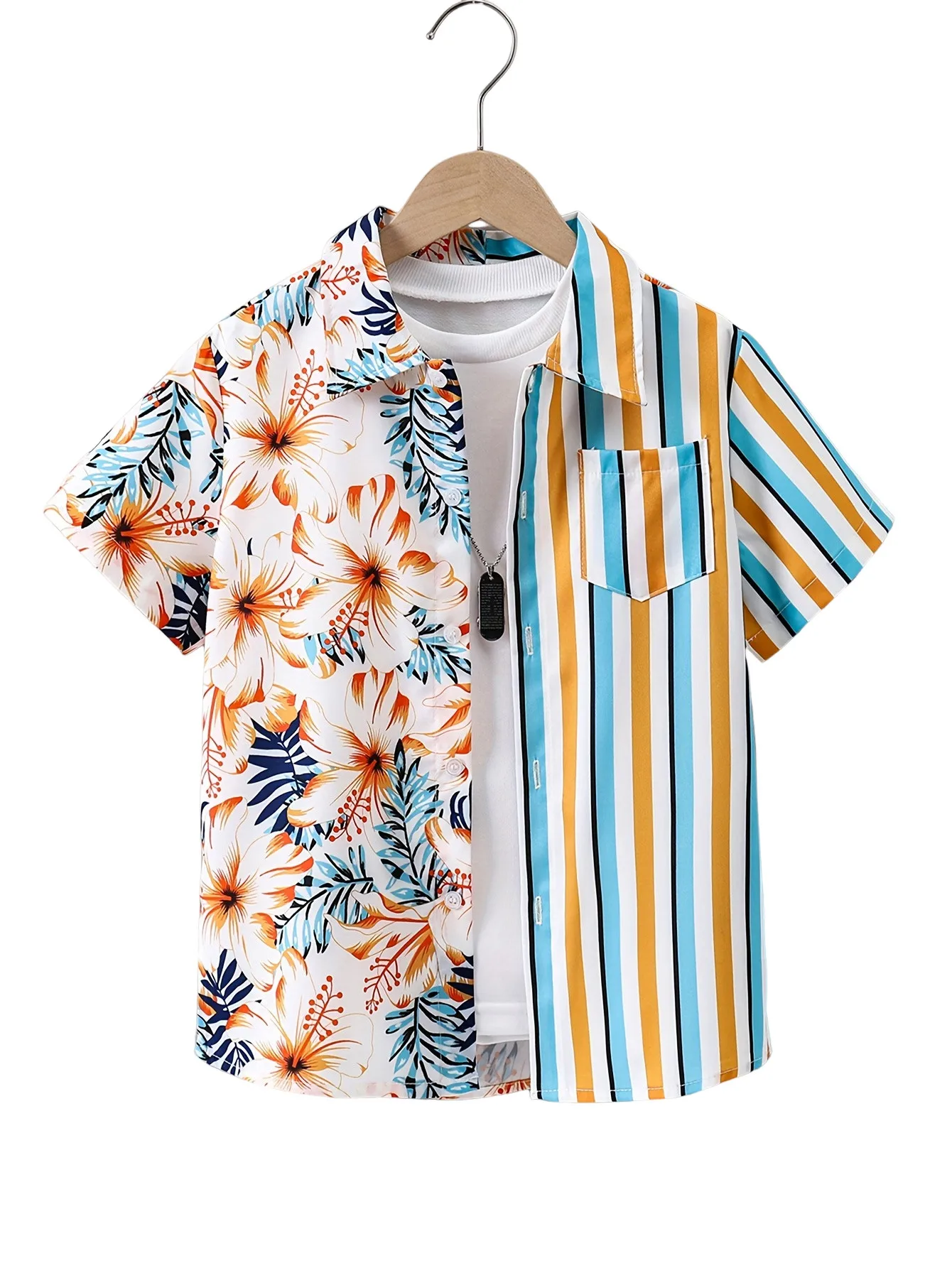 Boys Beach Hawaii Shirt Short Sleeve Button Down Comfy Loose Breathable Summer Holiday Shirt Clown Print Tops Collar Shirts