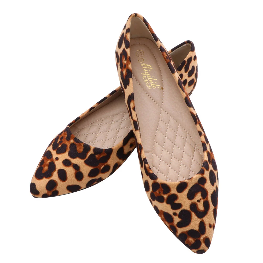 

Fashion Leopard Shoes Flat-heeled Shoes Pointed Shoes Leisure for Women Ladies (Khaki Leopard, Size 37)