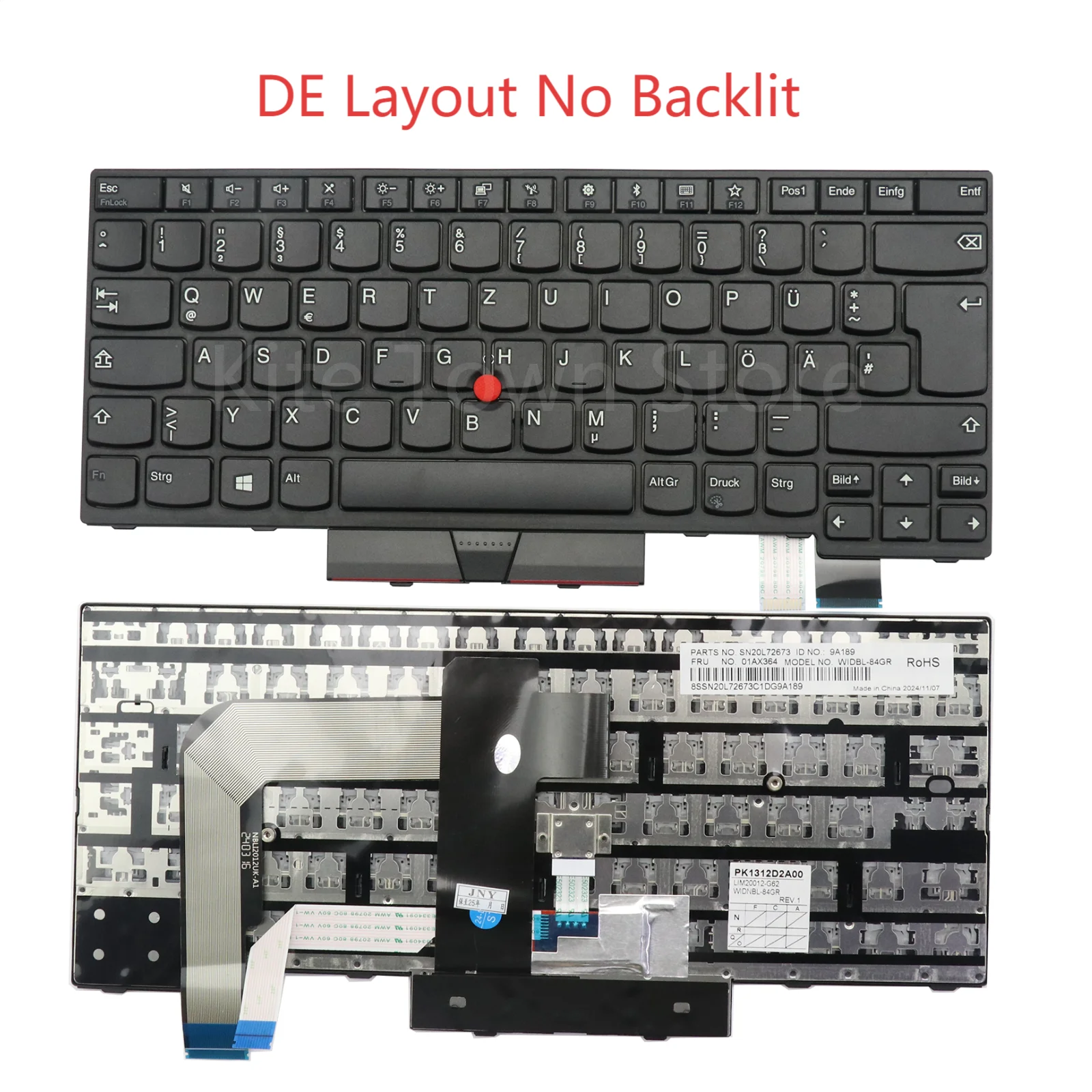 New UK/DE Layout Laptop Keyboard for Lenovo ThinkpadT470 T480 A475 A485 Black