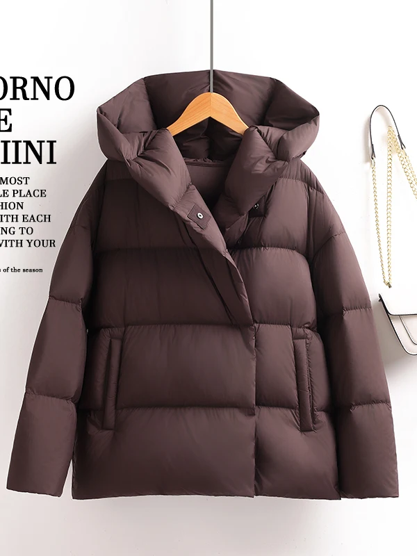 Abrigo de plumón de alta gama para mujer, chaqueta de invierno Faion Thi Warm 90 White Du, cálido y Sle coreano, 2025