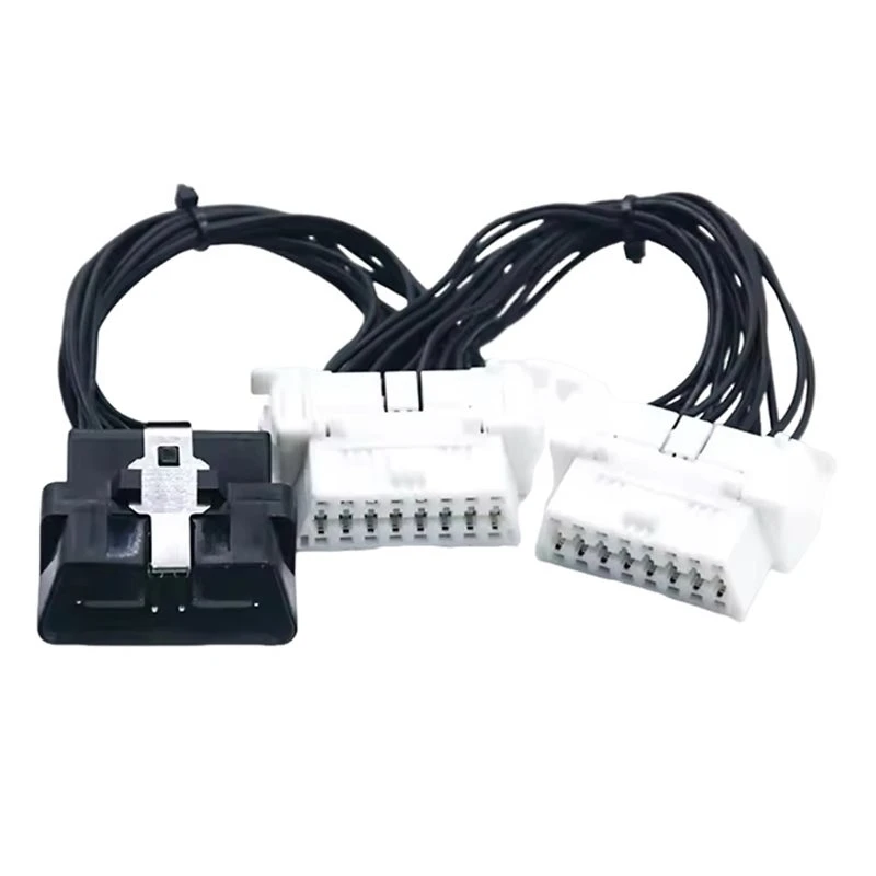 CYL-J1962 16 Pin OBD Cable Splitter Y Type 30 Cm 2 In 1 OBDII Extension Cable Car Diagnostic Tool- One Male To Two Female