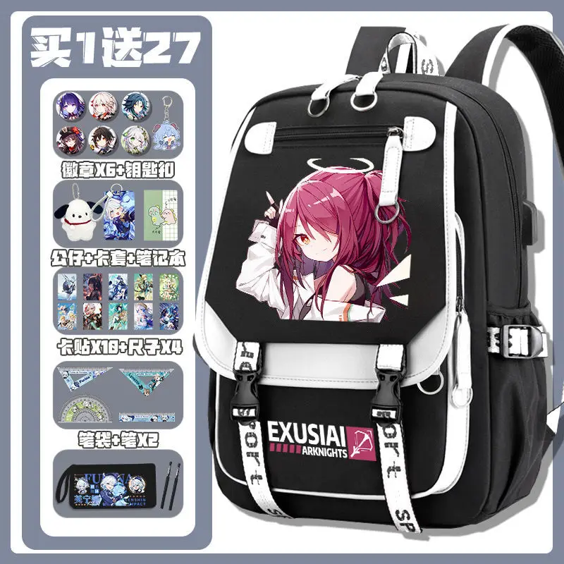 حقيبة ظهر فرسان رازر ستورم للمدرسة الابتدائية المتوسطة للأولاد والبنات أنيمي حقيبة كتف مزدوجة ذات سعة كبيرة أ