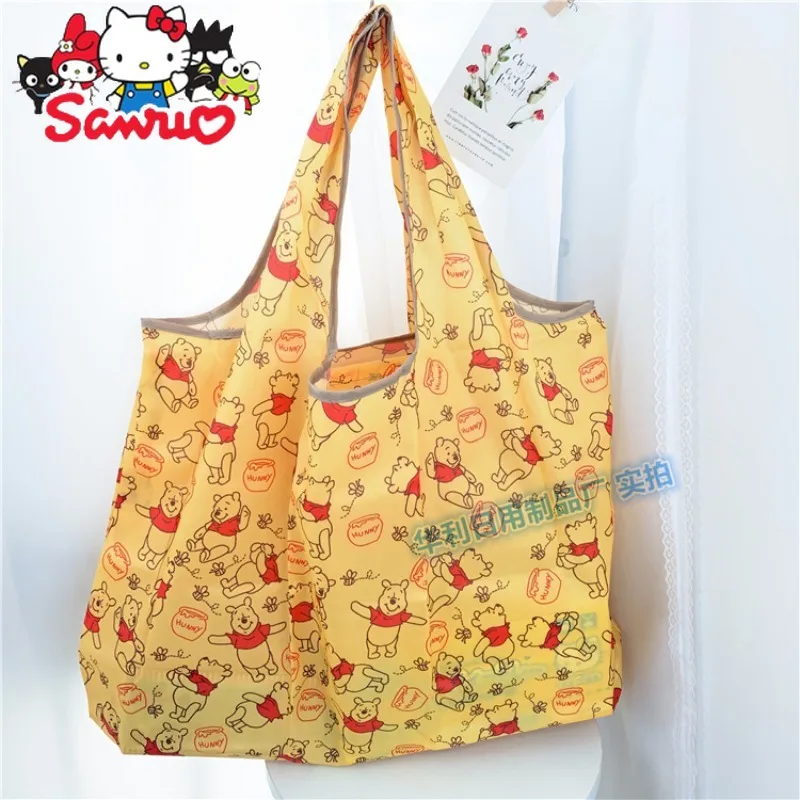 Sanrio Kuromi Hello Kitty Melody Cinnamoroll Pochacco Cartoon Folding Eco Bag Large 210D Supermarket Shopping Bag Eco Tote Bag