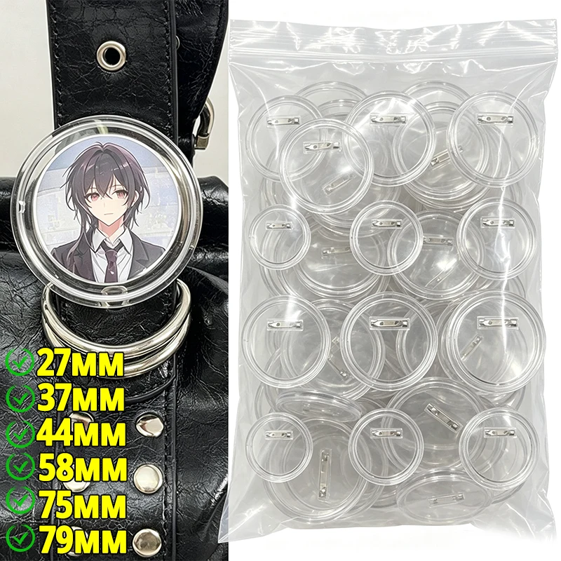 5-50PCS New DIY Clear Acrylic Badge Blanks DIY Button Pins for Custom Photos Sewing Clothing Projects Photo Buttons Arm Badge