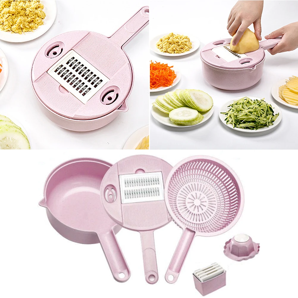 

Vegetable Slicers Food Cheese Grater Handheld Multifunction Pink Manual Kitchen Gadget Protect Fingers Safe