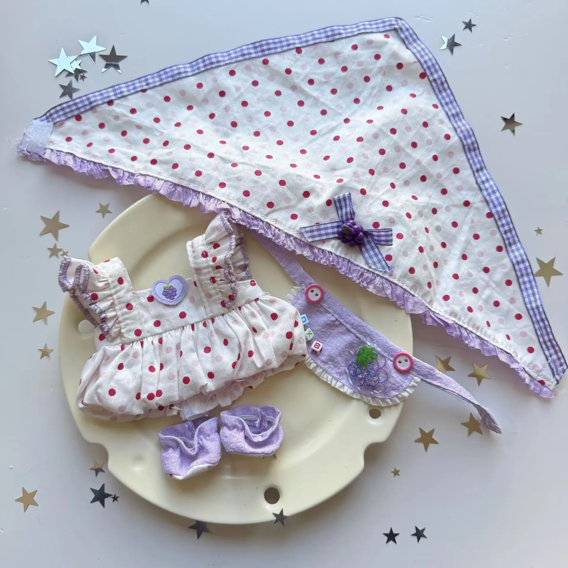 

20 cm cotton doll dress, cute and sweet set, plush doll, star doll dress set, replacement clothes