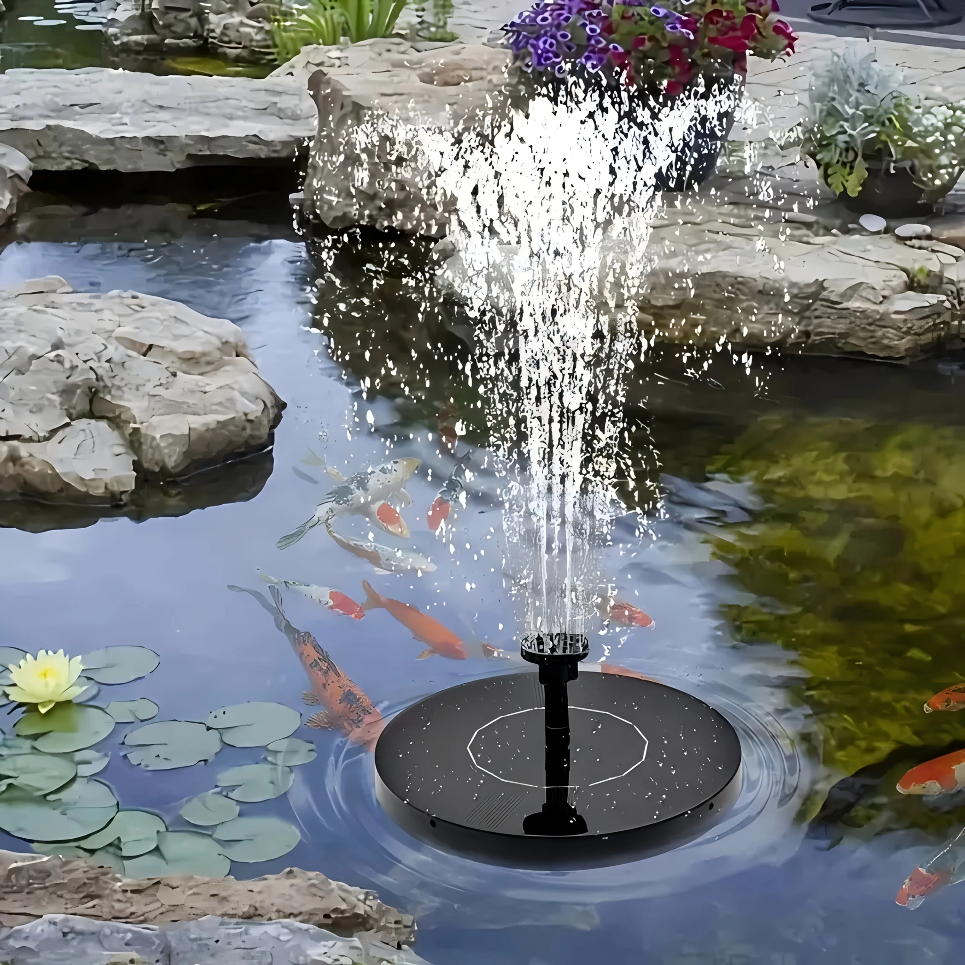Pompa Fontana Solare Circolare Mini Fontana Galleggiante per Piscina da Esterno, Giardino, Cortile e Decorazione del Paesaggio Acquatico pompa galleggiante solarefontana da terrazzafontana per paesaggio acquaticofontan