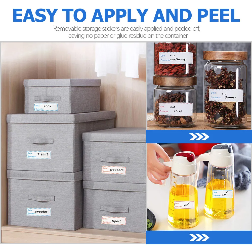 

2 рулона этикеток для пищевых продуктов, пригодных для записи, кухонные этикетки для контейнеров для хранения, морозильных камер, для эффективной организации кладовой и банок для специй