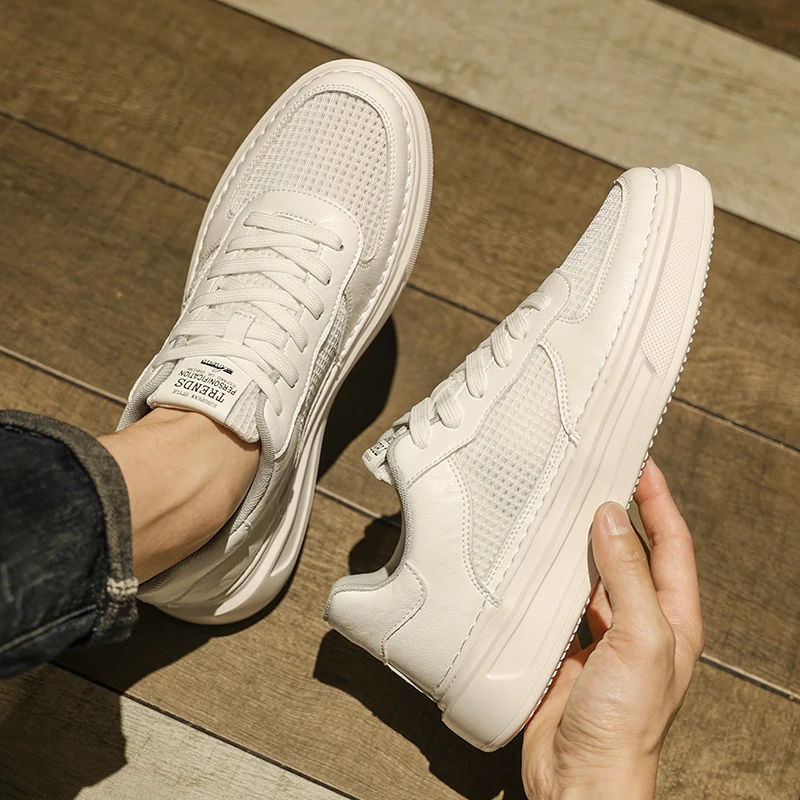 Men Breathable Mesh Platform Sneakers Light Thick Sole Casual Skate Shoes Street Walking Footwear Zapatillas Hombre