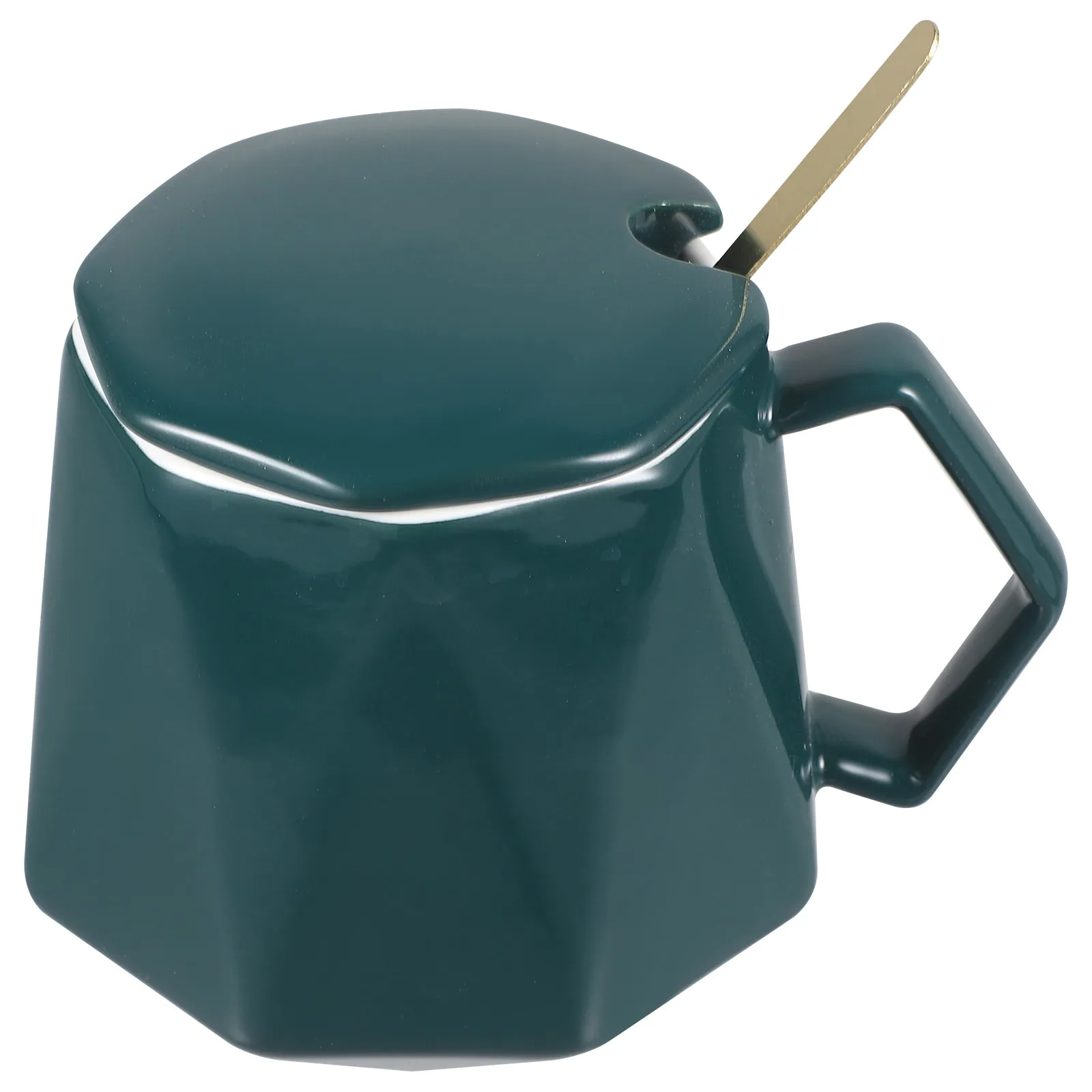 1Set Diamond Ceramic Coffee Mug Set Leak-Proof Fade-Resistant Scratch-Resistant Easy-Clean Smooth Surface Stylish Home Office