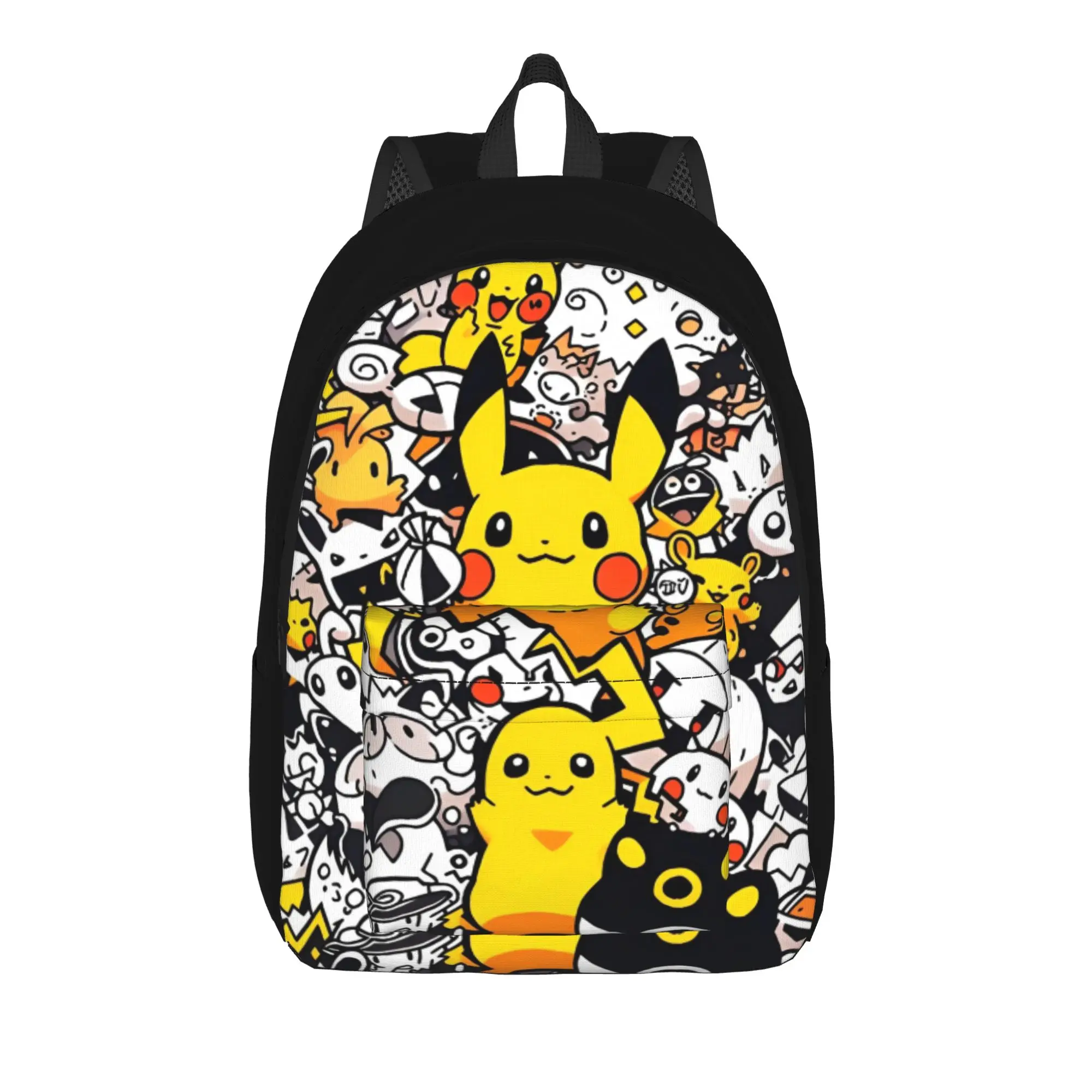 Niedlicher Cartoon Manga Poke-Mon Klassischer Rucksack mit Tasche für Schüler, Wandern, Reisen, Pokemoned Tagesrucksack, College-Schultertasche