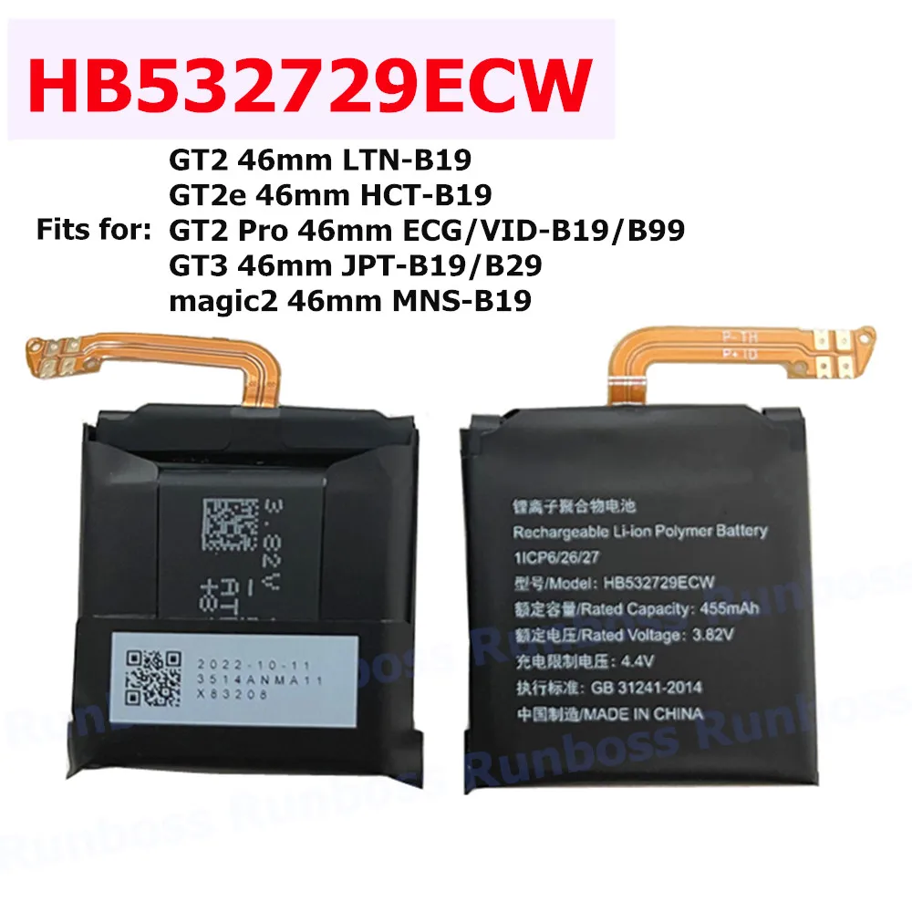 Original New Battery for Huawei Watch 1 2 Pro 4G GT 2 GT2 42mm 46mm HB532729ECW HB512627ECW HB302527ECW HB472023ECW HB442528ECW