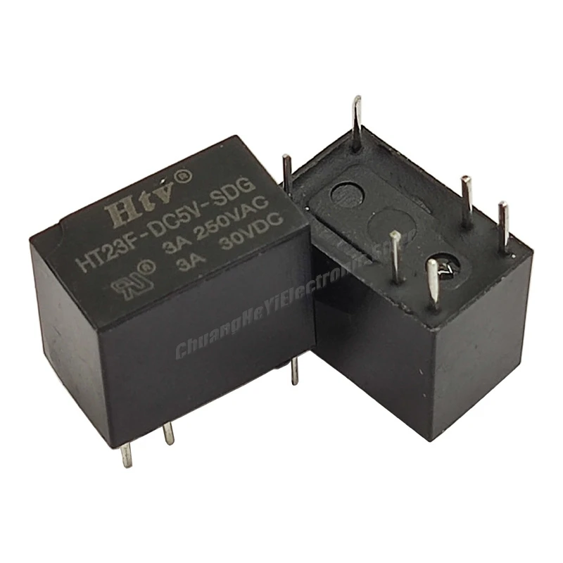 10Pcs/Lot Original HTV Relay HT23F-DC12V-SDG HT23F-DC5V-SDG One Set of Changeover Contacts 3A, 6 Pins