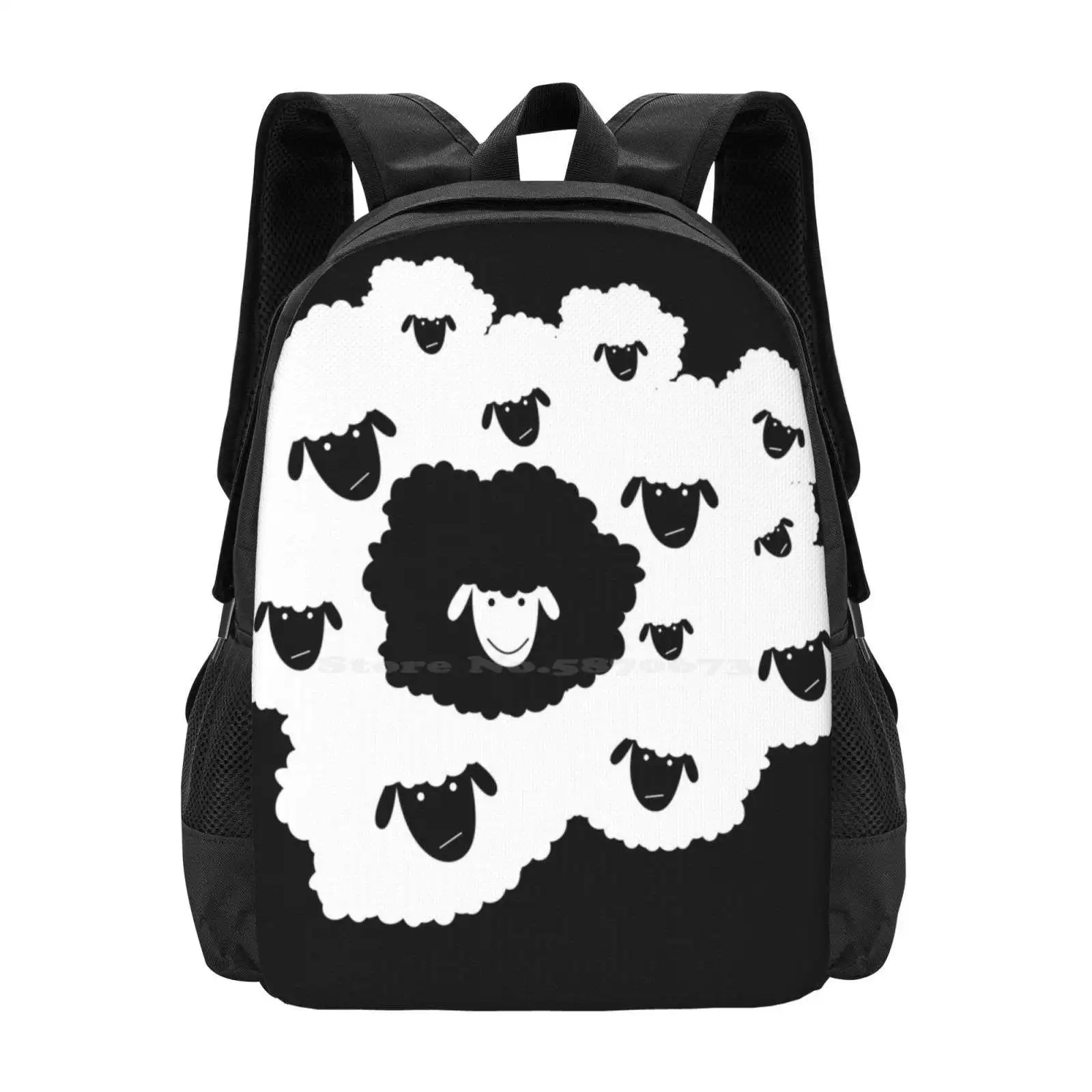 Black Sheep Hot Sale Schoolbag Backpack Fashion Bags Sheep Lovers I Love Sheep Farm Black And White Funny Sheep Happy Sheep