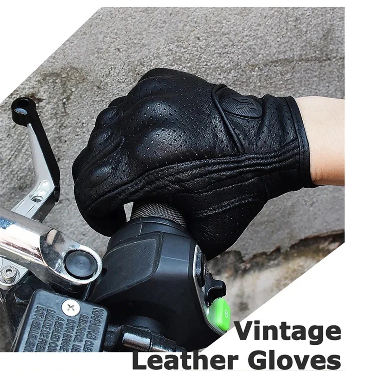 

MJMOTO Vintage Leather Motorcycle Cycling Gloves Touchscreen Offroad Hard Shell Protection Motorbike Breathable Luvas Red Black