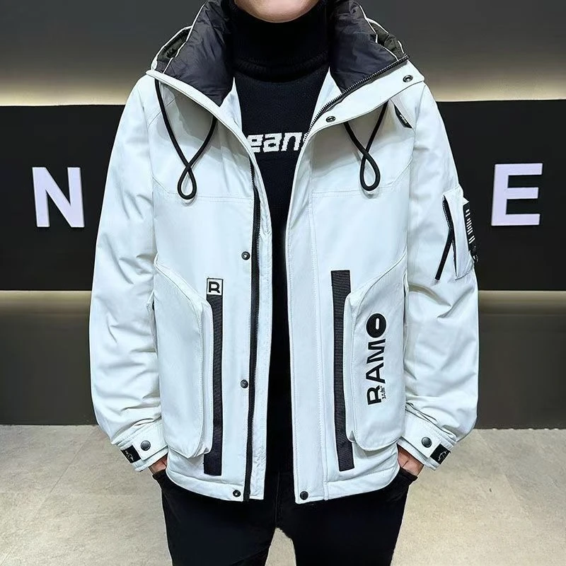 

Outdoor Winter New Men's Cotton Jacket Trendy Fashion Warm Thickened Hooded Windbreaker Workwear Coat for Men