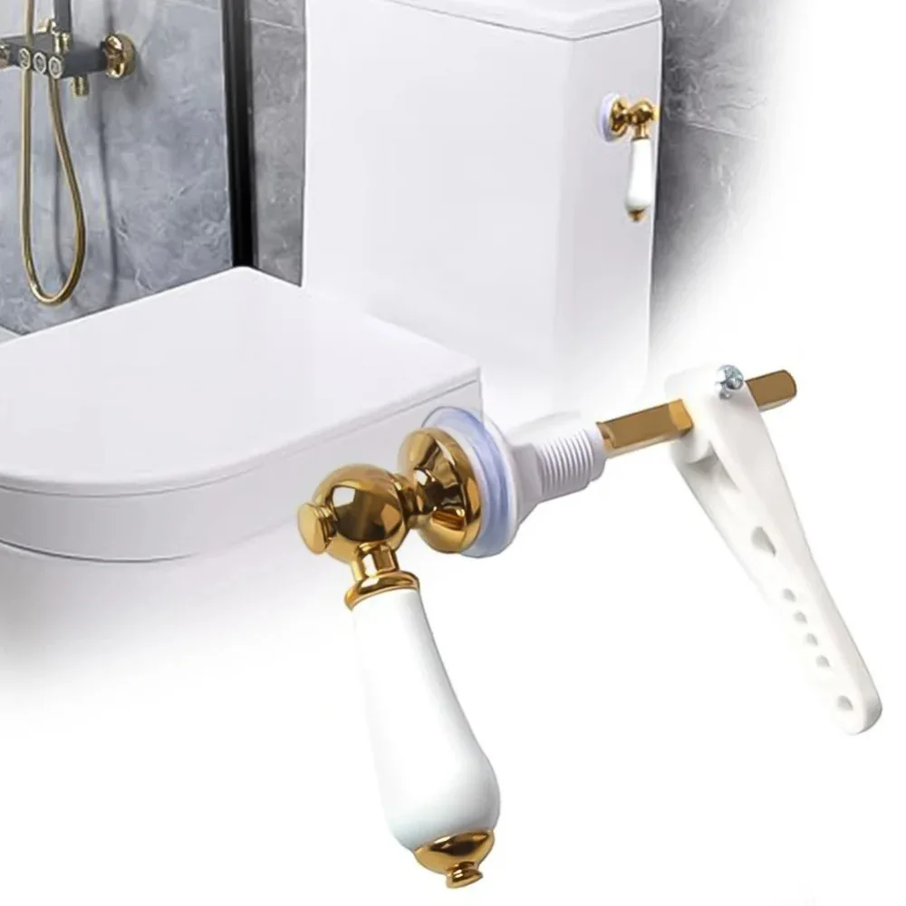 Chrome Finish Zinc Alloy Toilet Flush Lever Handle Wrench Gold Bathroom Hardware Repair Manual Plumbing Accessory