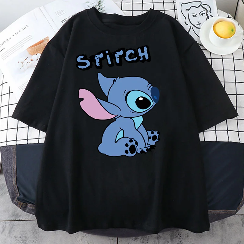 Disney Lilo Stitch Print Women Casual T-Shirt Women Men Summer T Shirts Girl Boy Casual Fashion Clothes Top Tee Female Clothing