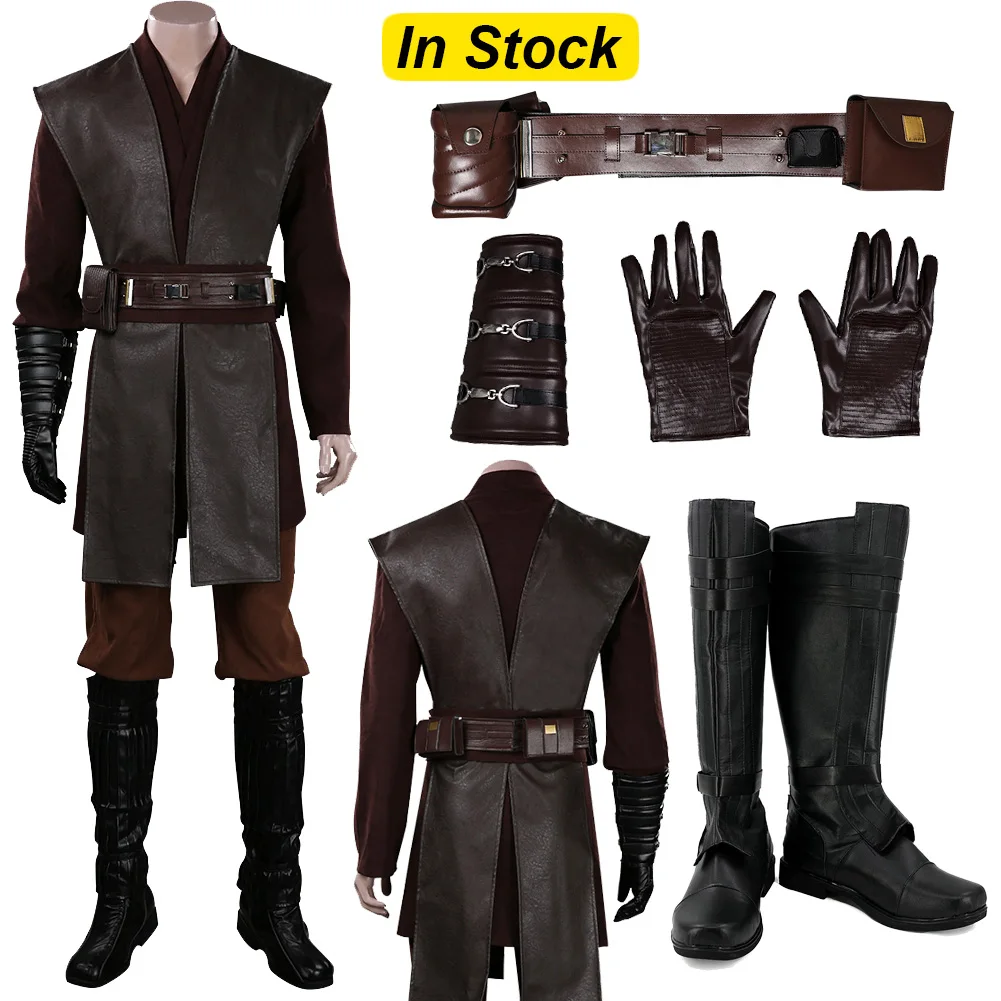 Fancy Dress Anakin Cosplay For Men Costume Waist Belt Gloves Movie Space Battle Outfits Male Halloween Party Cloth