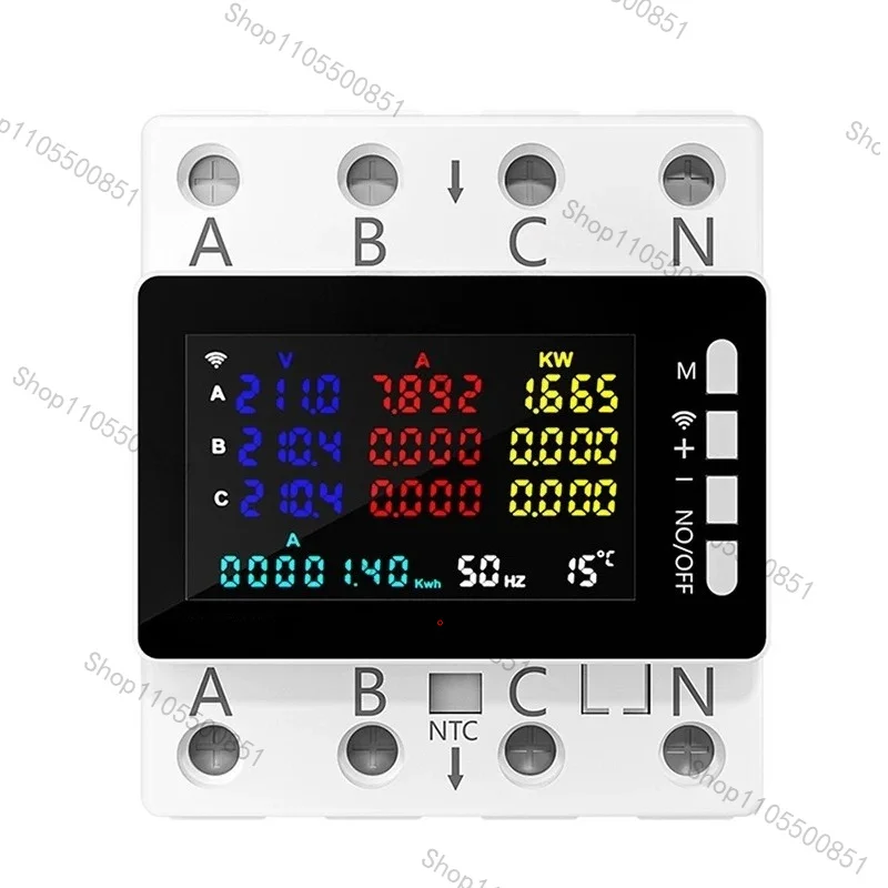 Intelligent graffiti three-phase four-wire rail multi-function voltage and current power meter