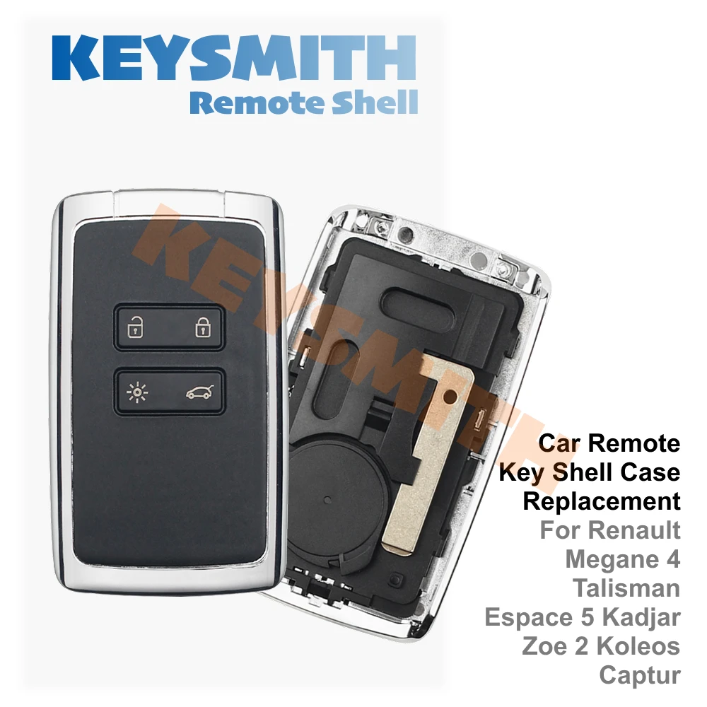 KEYSMITH Smart Key Card Shell For Renault Megane 4 Talisman 5 Espace 5 Kadjar 4 Button Remote Fob Replacement Housing Cover