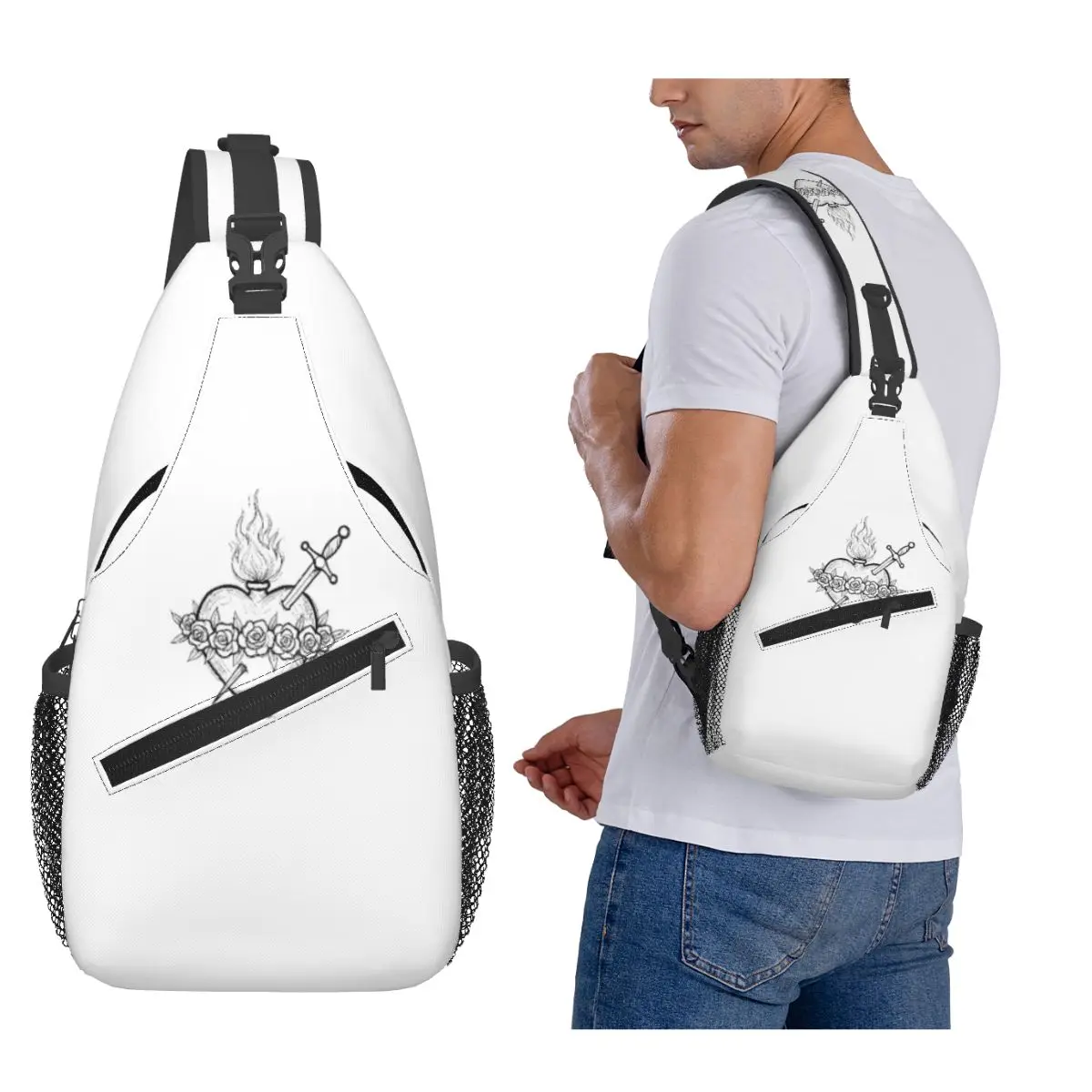 

Нагрудная сумка «Священное сердце Иисуса Христа», мужской рюкзак через плечо, нагрудная сумка, дорожный походный рюкзак, сумка на плечо