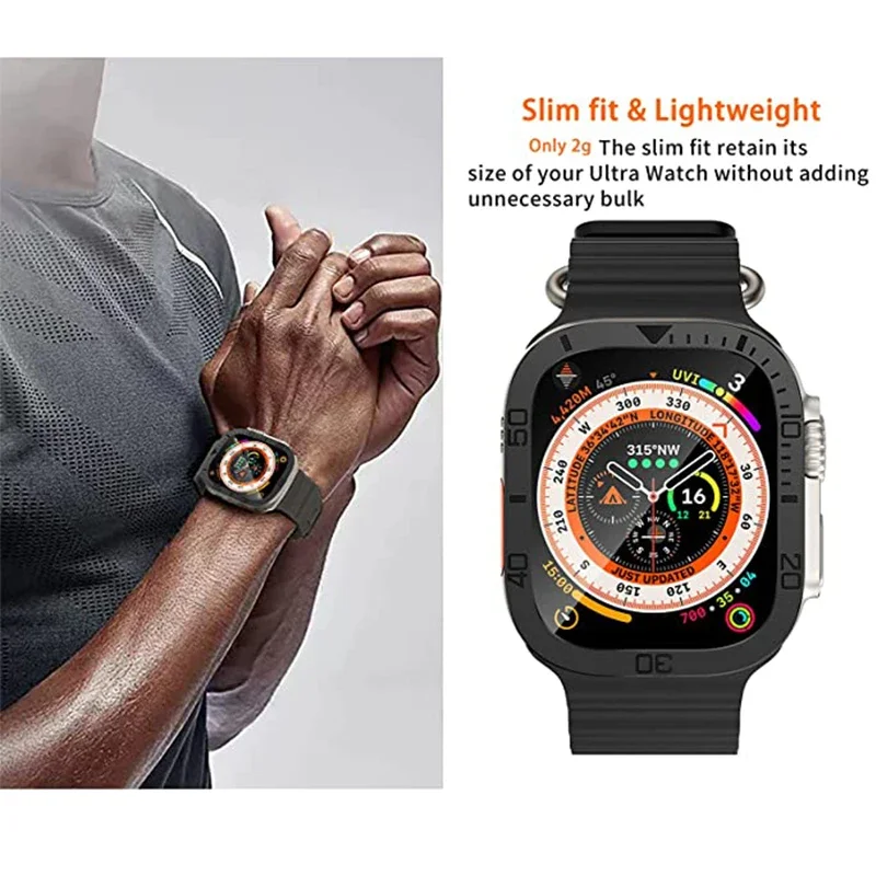واقي شاشة لساعة أبل الترا 49 مللي متر ملحقات حافظة إطار غطاء معدني + زجاج مقسى لساعة iWatch Ultra 2 49 مللي متر حلقة الحافة