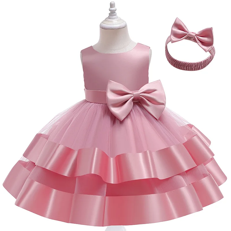 Children Girl Princess Dress 2023 New Fashion Sleeve Party Birthday Costume Toddler Outfit Patchwark Solid Tutu Dress for 1-7Y