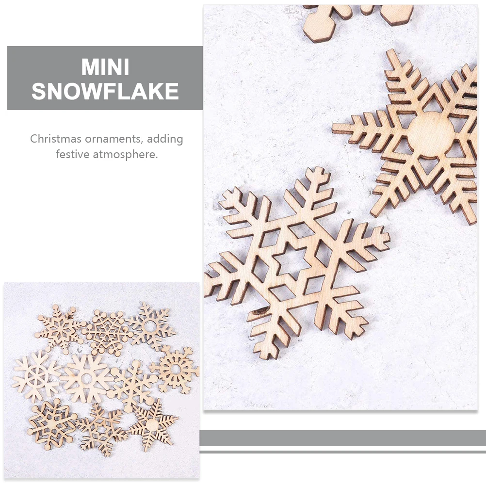 

45Pcs Wooden Christmas Ornaments Mini Snowflake Hanging Pendants Xmas Tree Decoration Indoor Crafts Mini Snowflake