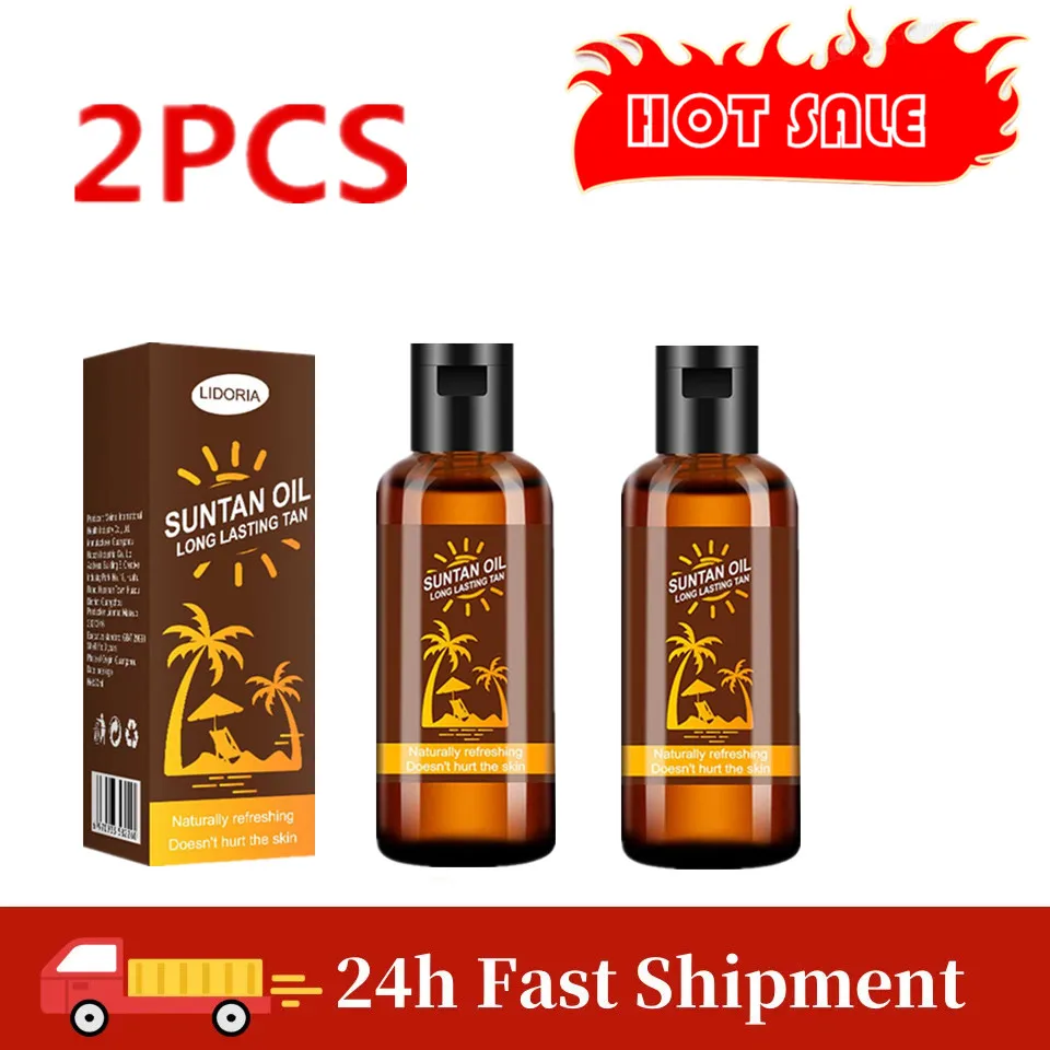 2 uds bronceador corporal aceite autobronceador playa Sexy solarium bronceado loción larga Natural aceites de protección duradero brillo protección bronceada