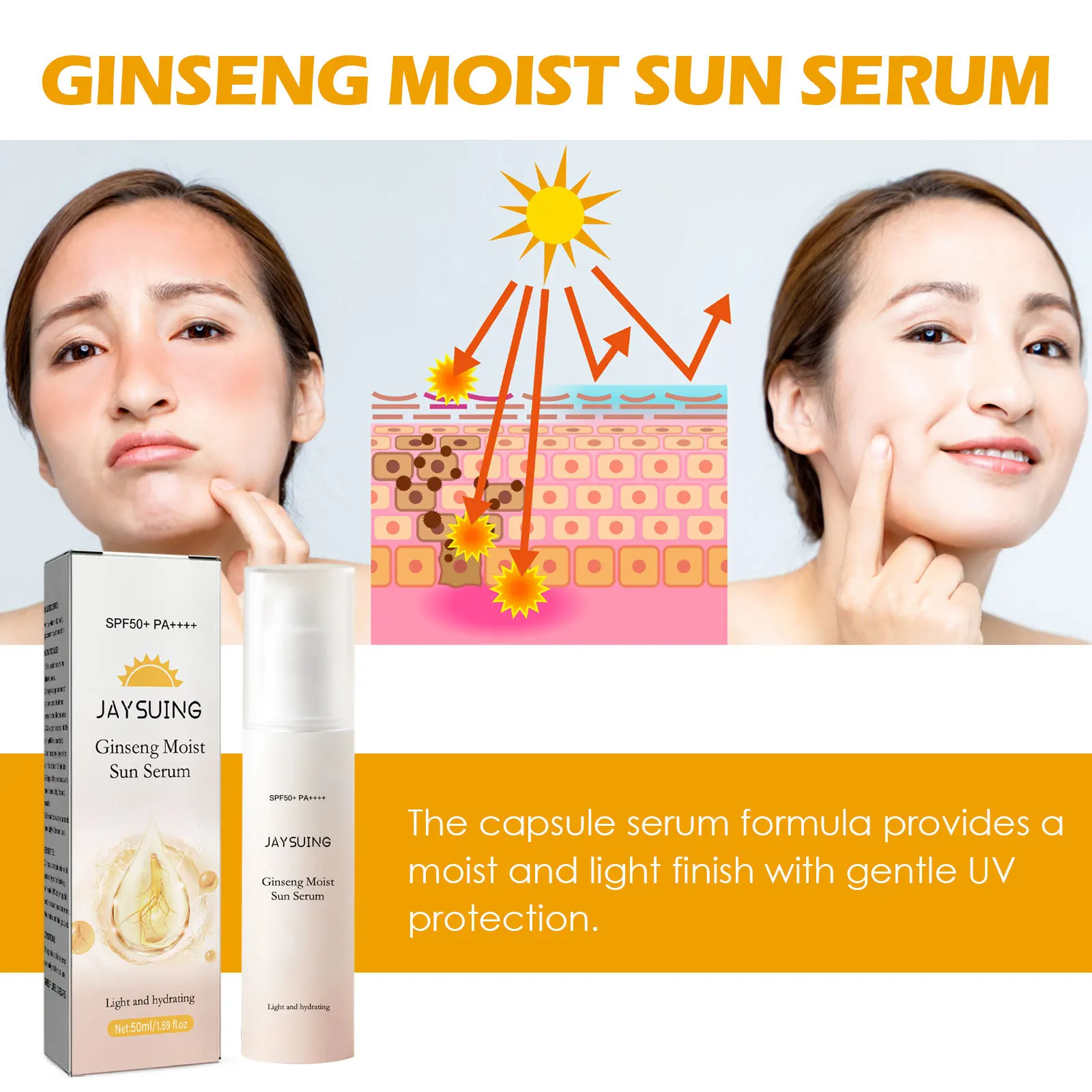 Good Sale Jaysuing Ginseng moisturizing and Protective Essence protects against ultraviolet light refreshing and non-greasy