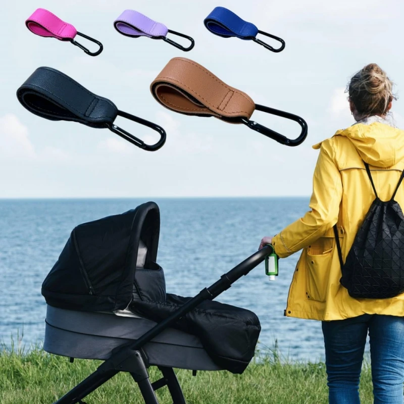 Baby Stroller Hook Fashion PU Leather Adjustable Pram Hook Cart Organizer Diaper Bag Hanger Children Boy Girl Travel Accessories