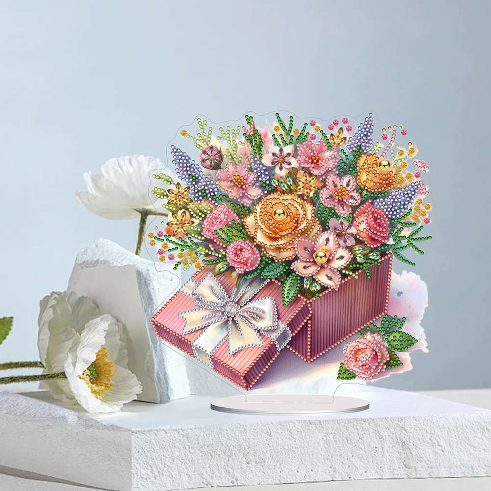 

2D Flat Print Flower DIY Diamond Painting Tabletop Ornaments Kit Diamond Painting Desktop Ornaments Kit Bedroom Table Decoration