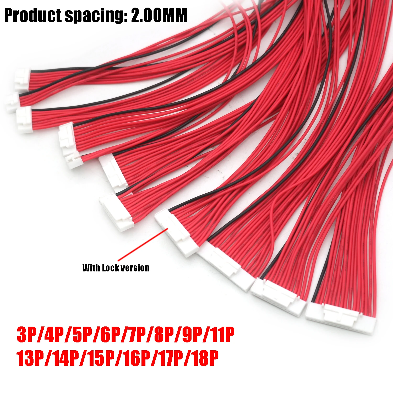 Imagem -03 - Placa da Proteção da Bateria do Lítio Cabo do Equilíbrio de Bms Fio de Conexão 2.0 mm 2.54 mm 4p 5p 7p 8p 9p 11p 14p 15p 17pin 4s17s