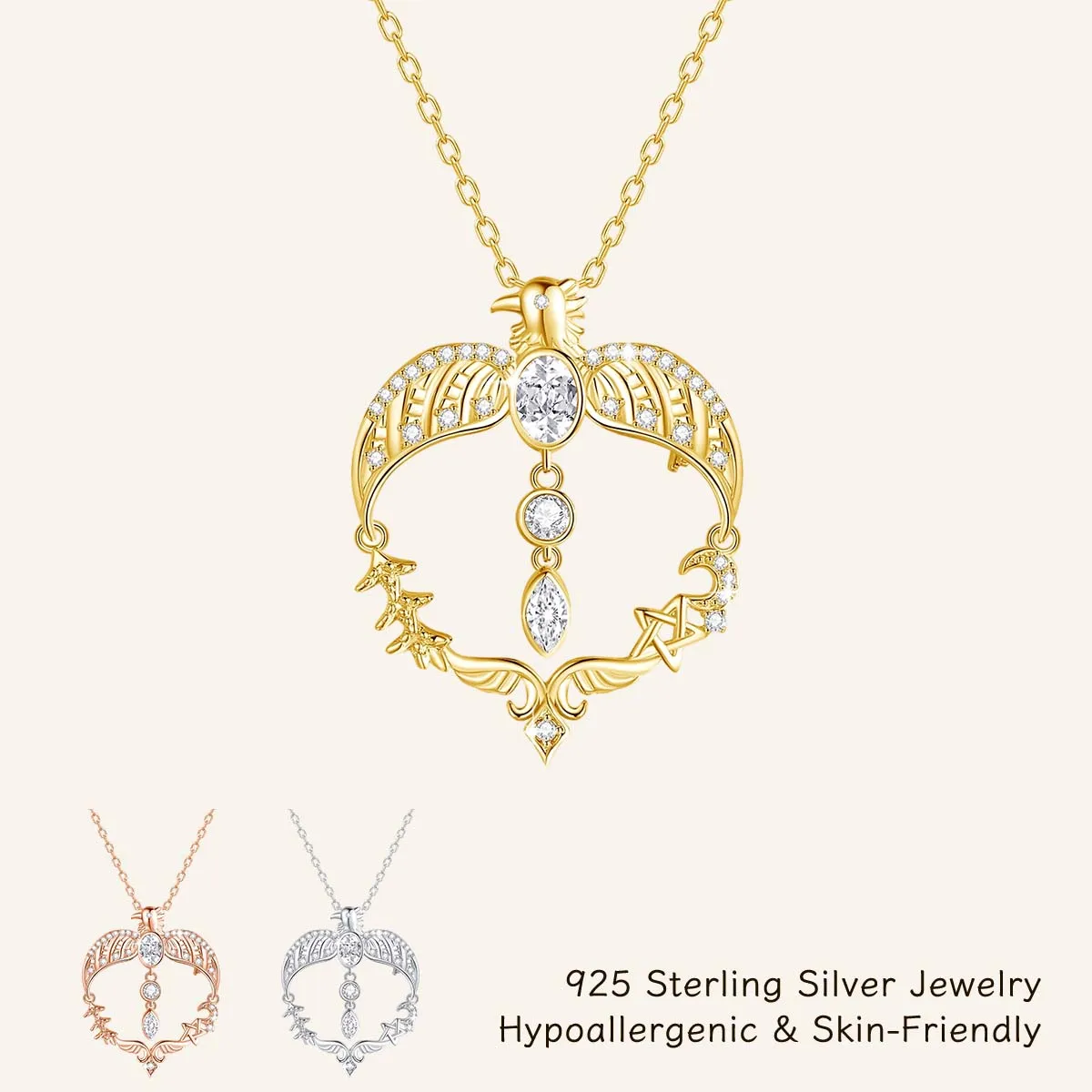 

Sparkling 925 Silver 0.5CT Moissanite Pendant Necklace Love Bird Women Brooch Pin Gift for her Party Festivals Birthday Jewelry