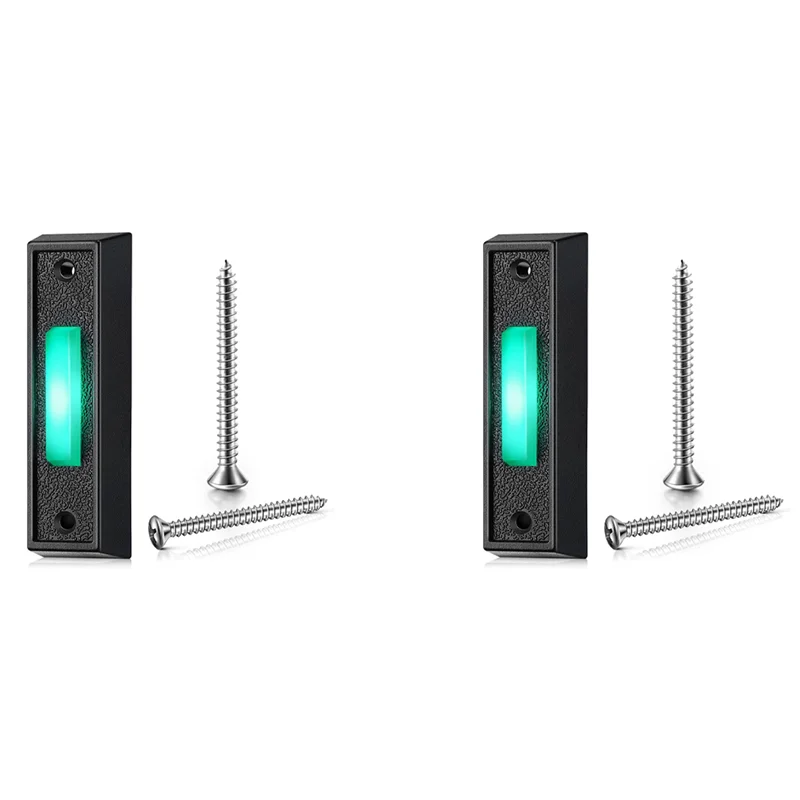 2PCS Wired Doorbell Button With LED Light, Replacement Of Doorbell Ring Button, Wall Mounted Door Opener Switch-A74Z