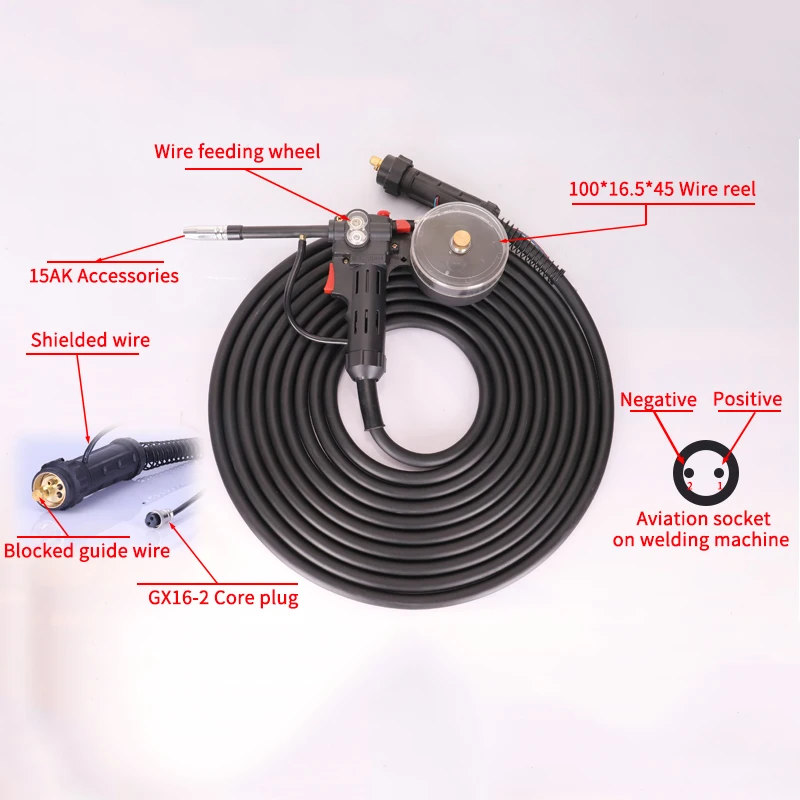 10 Meter Mig Welding Aluminum Spool Guns Euro Push Pull Welding Gun 200A Gas Gasless Mig Welder Spool Gun for Welding Aluminum