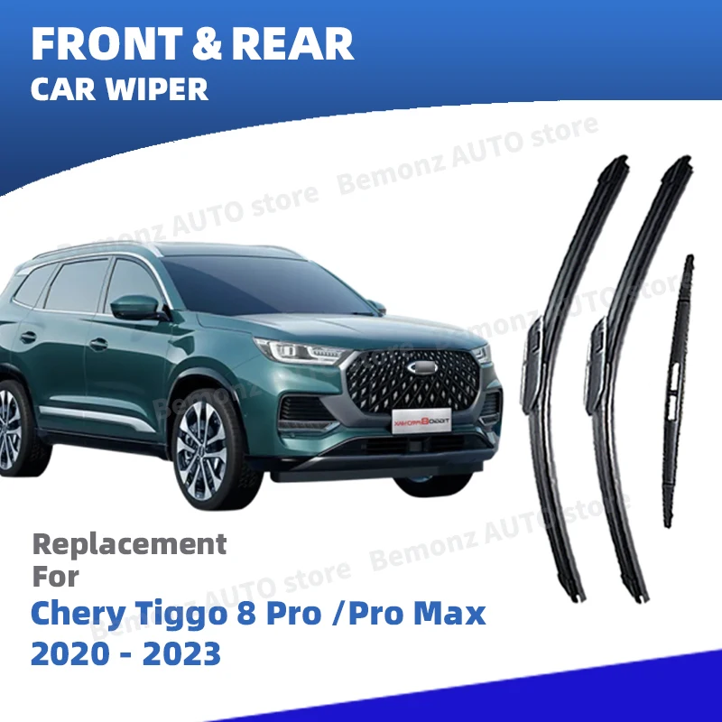 

RHD Front Rear Windshield Wiper Blades For Chery Tiggo 8 Plus Pro Max 2020 2021 2022 2023 2024 3pc Windscreen Window Accessories